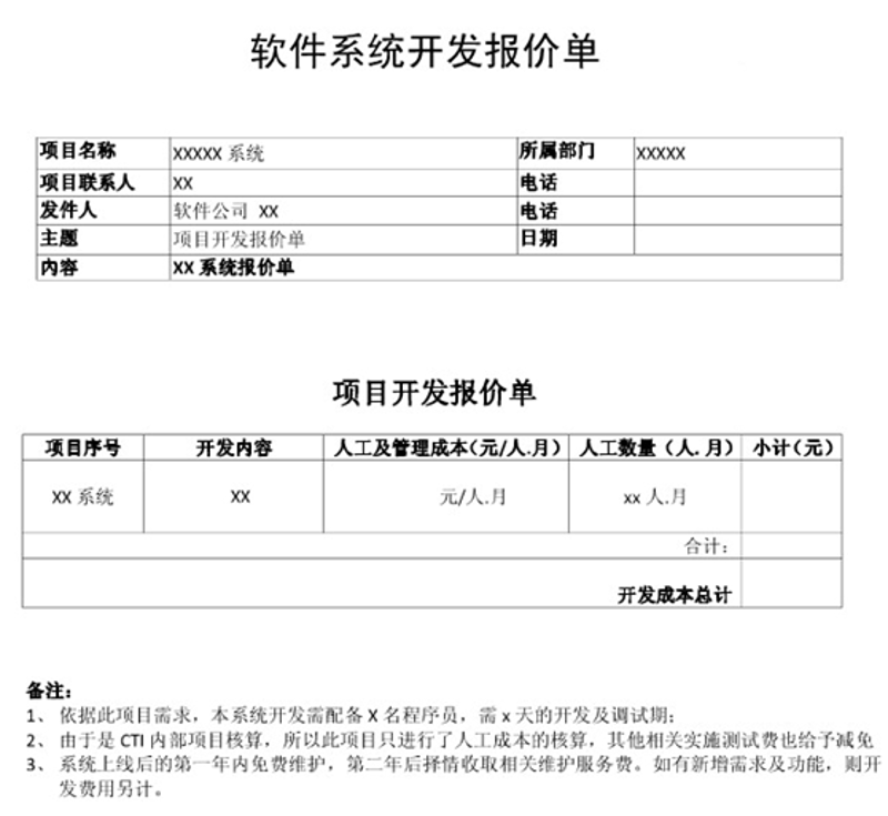 管理系统开发报价